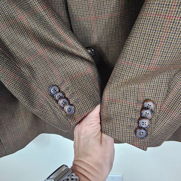 Ermenegildo Zegna Blazer Jacket 15 Milmil 15 Wool 46L Brown Check Ivy League - Picture 11 of 13